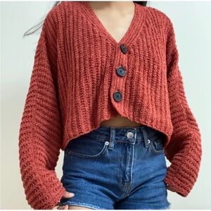 Urban Outfitters Burnt Orange Cropped Knit Cardigan M